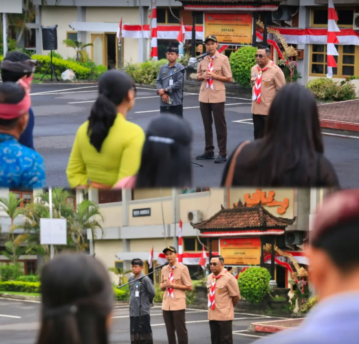 Wakil Bupati Klungkung, Tjokorda Gde Surya Putra didampingi Sekrataris Daerah Klungkung, Plt. Kepala Dinas Sosial Klungkung, memberikan arahan langsung kepada Agen Perlindungan Sosial (Perlinsos) Kabupaten Klungkung