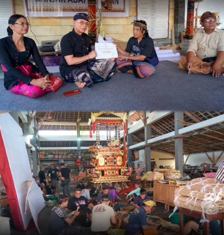 Bupati Klungkung I Made Satria bersama Ny. Eva Satria menyerahkan bantuan sesajen Pitra Yadnya (Ngaben Massal) di tiga desa adat sekaligus menyerahkan layanan Akta Kematian “Pitra Bakti” di dua desa