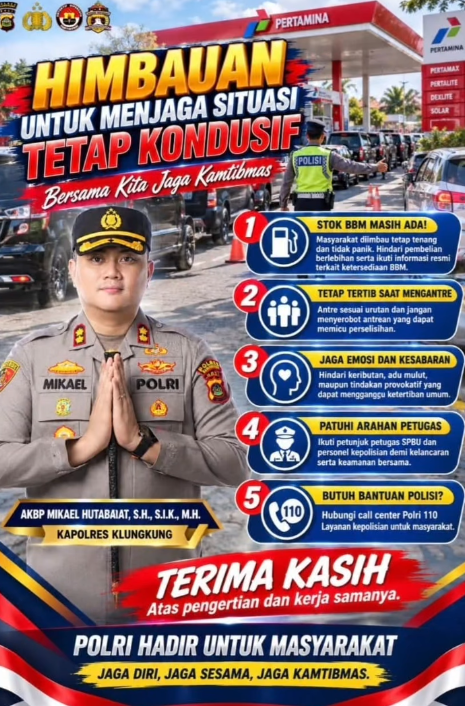 Himbauan Kapolres Klungkung untuk menjaga situasi tetap kondusif, bersama kita jaga kantibmasSalam mahottama